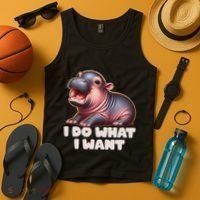 Cute Baby Hippo Moo Deng I Do What I Want Tank Top thumb 4