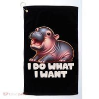 Cute Baby Hippo Moo Deng I Do What I Want Golf Towel thumb 0