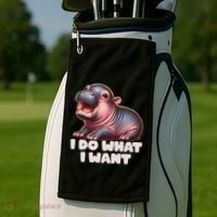 Cute Baby Hippo Moo Deng I Do What I Want Golf Towel thumb 2