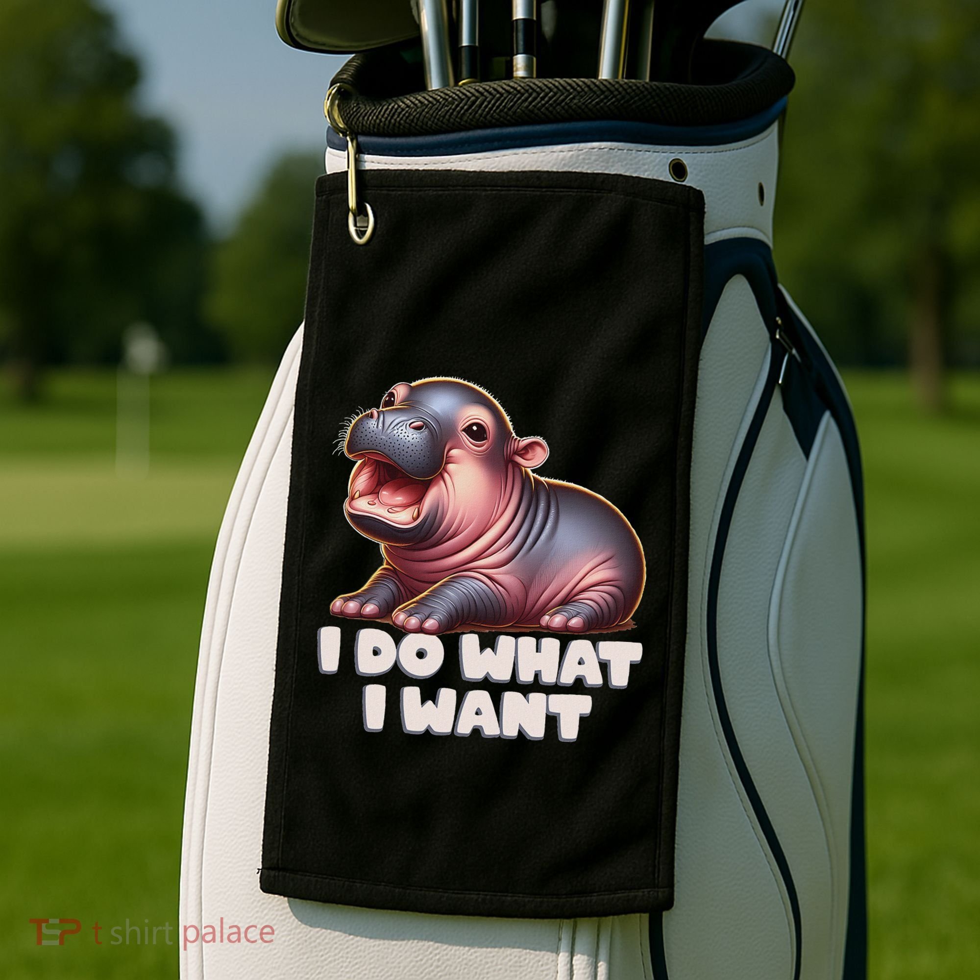 Cute Baby Hippo Moo Deng I Do What I Want Golf Towel