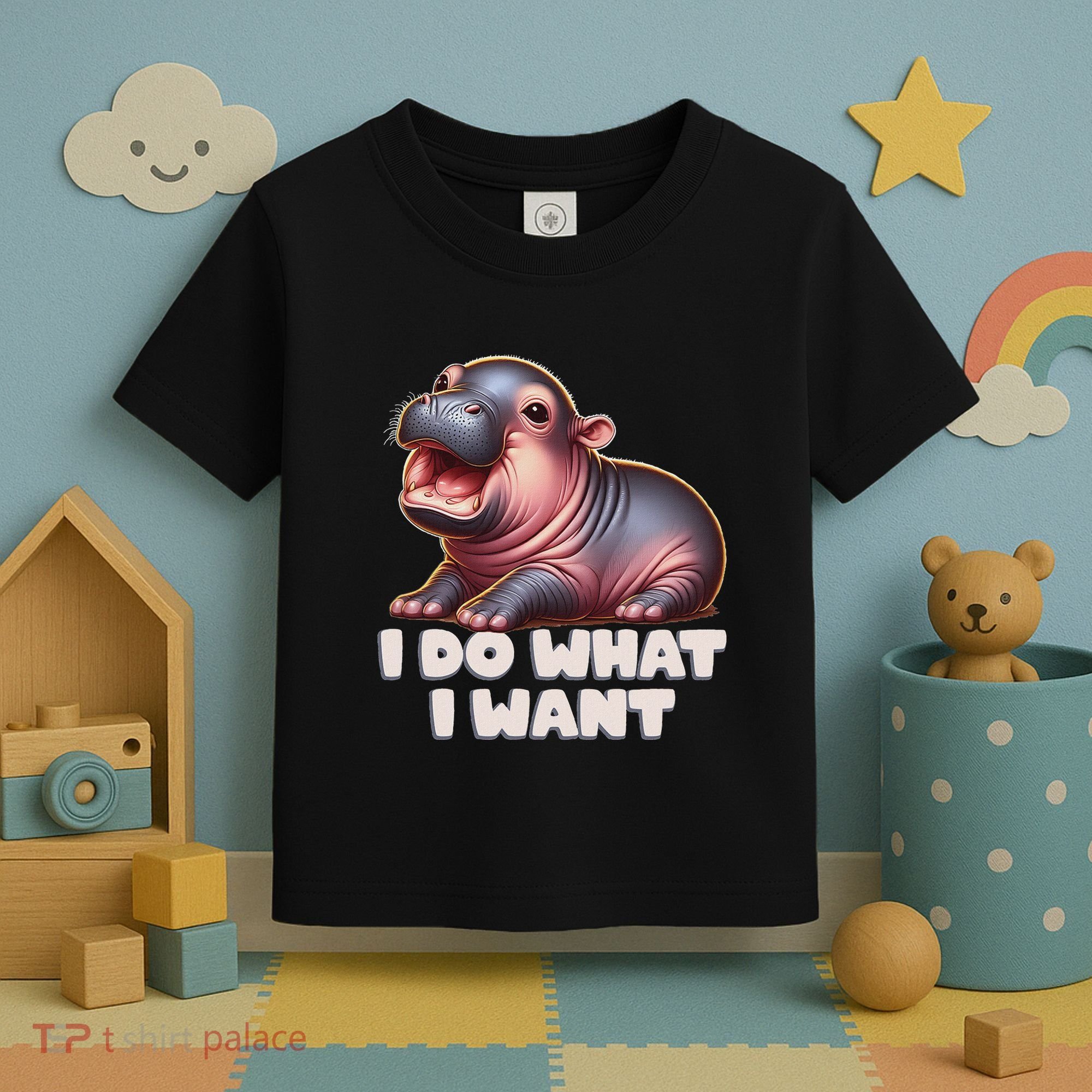 Cute Baby Hippo Moo Deng I Do What I Want Toddler T-Shirt