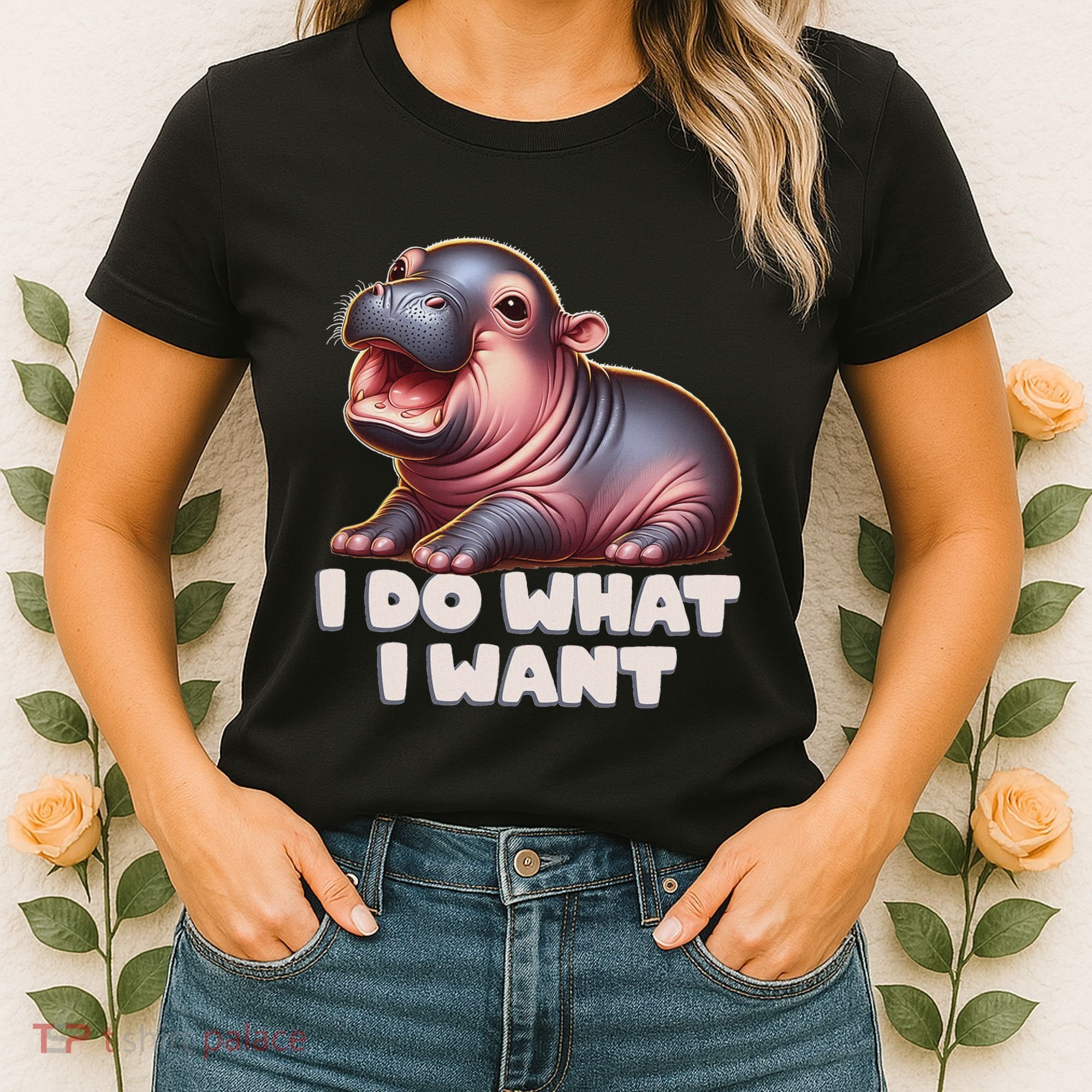 Cute Baby Hippo Moo Deng I Do What I Want Women's T-Shirt