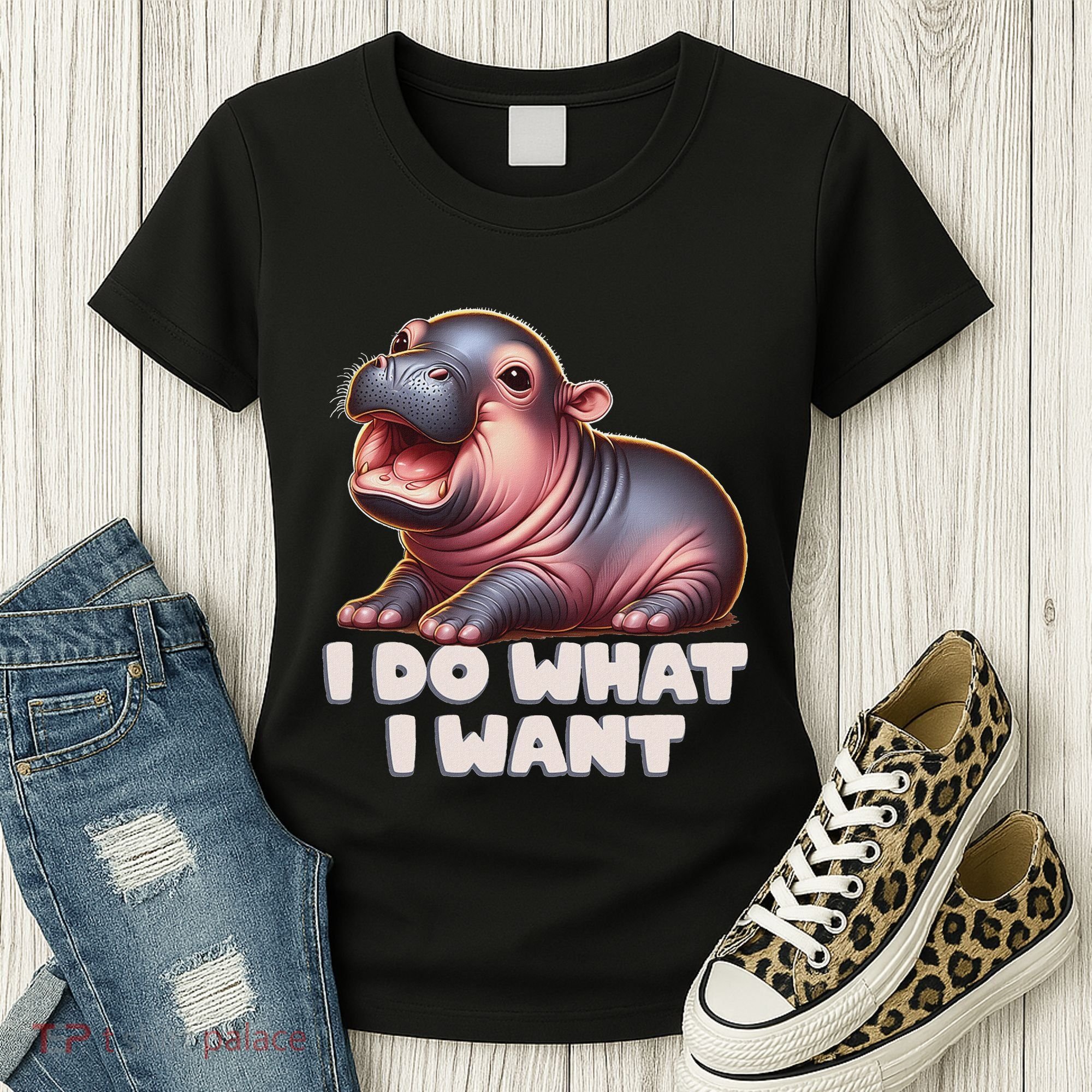 Cute Baby Hippo Moo Deng I Do What I Want Women's T-Shirt