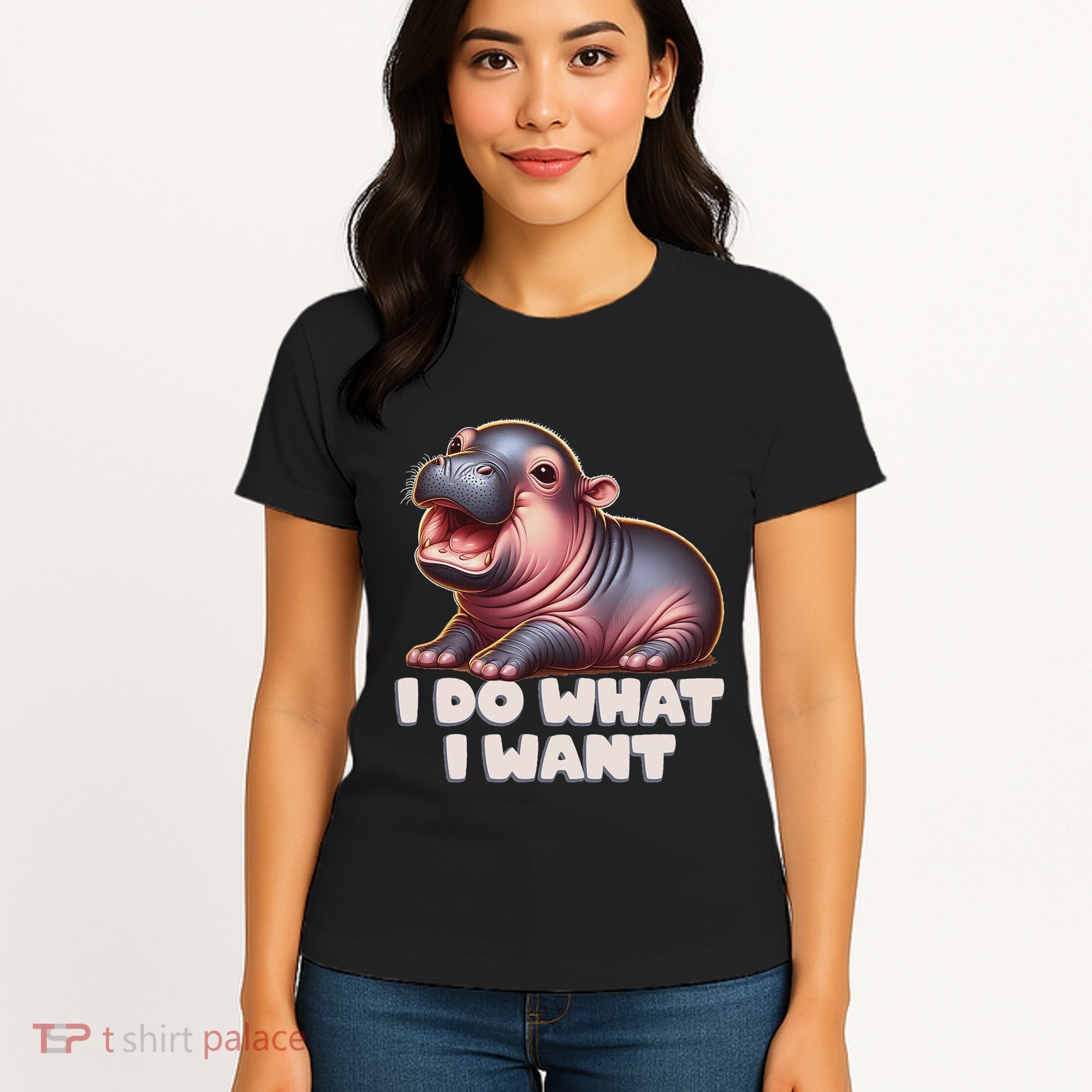 Cute Baby Hippo Moo Deng I Do What I Want Women's T-Shirt