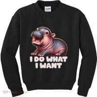 Cute Baby Hippo Moo Deng I Do What I Want Kids Sweatshirt thumb 0