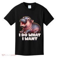Cute Baby Hippo Moo Deng I Do What I Want Kids T-Shirt thumb 0