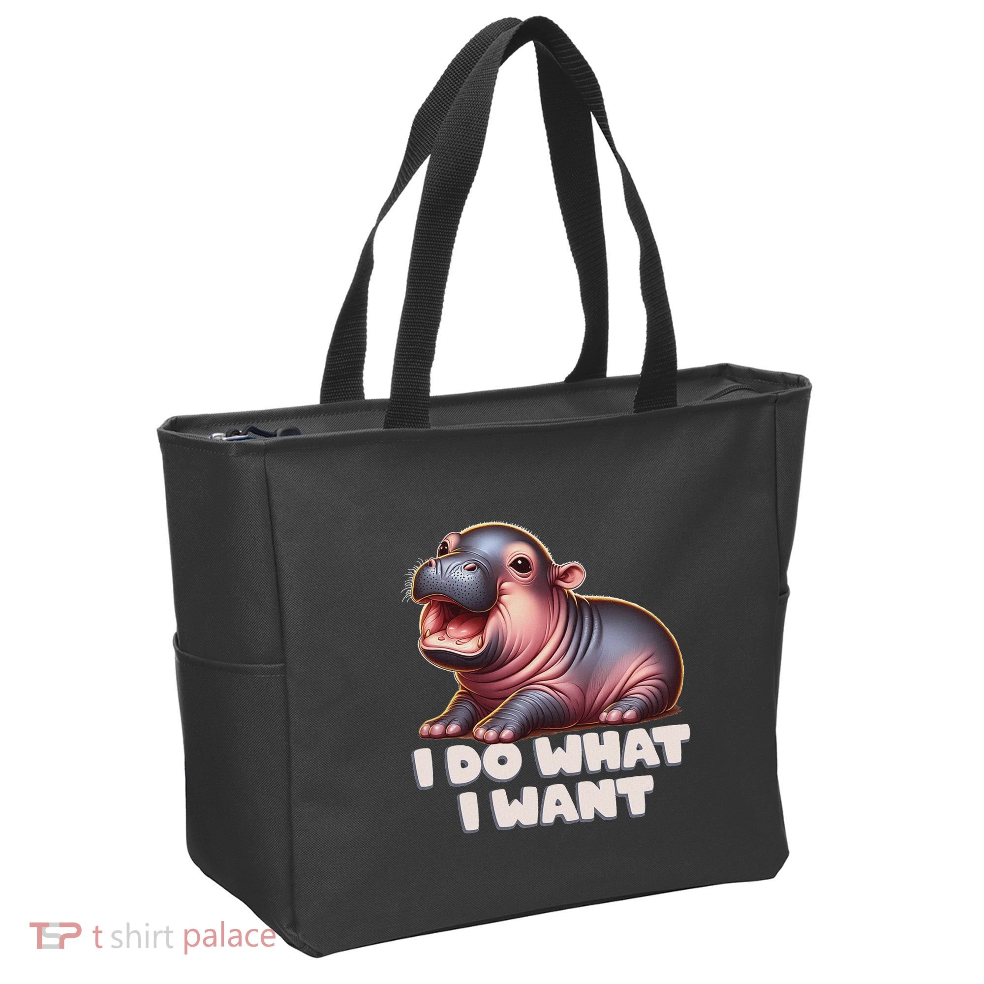 Cute Baby Hippo Moo Deng I Do What I Want Tote Bag