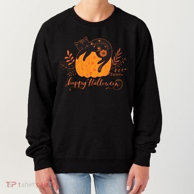 Cute Boho Halloween Black Cat Fall Pumpkin Women's Sweatshirt