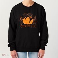 Cute Boho Halloween Black Cat Fall Pumpkin Women's Sweatshirt thumb 0