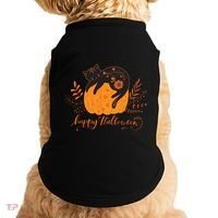 Cute Boho Halloween Black Cat Fall Pumpkin Doggie Tank thumb 0