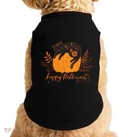 Cute Boho Halloween Black Cat Fall Pumpkin Doggie Tank thumb 0
