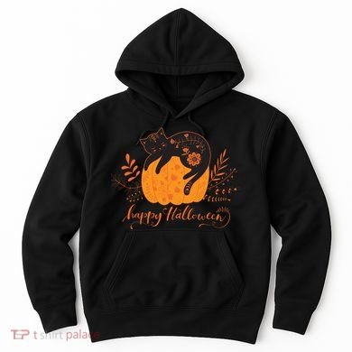 Cute Boho Halloween Black Cat Fall Pumpkin Hoodie