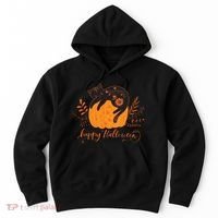 Cute Boho Halloween Black Cat Fall Pumpkin Hoodie thumb 0
