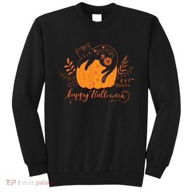 Cute Boho Halloween Black Cat Fall Pumpkin Sweatshirt