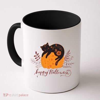 Cute Boho Halloween Black Cat Fall Pumpkin Coffee Mug
