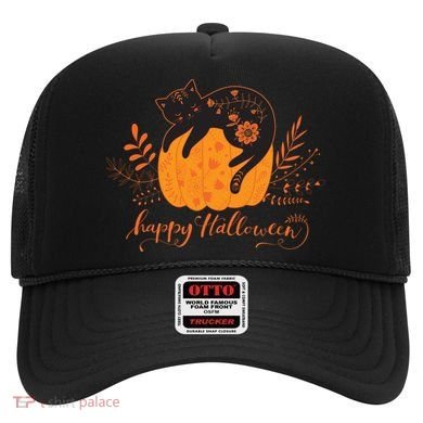 Cute Boho Halloween Black Cat Fall Pumpkin Hat