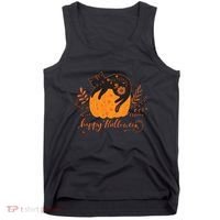 Cute Boho Halloween Black Cat Fall Pumpkin Tank Top thumb 0