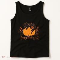 Cute Boho Halloween Black Cat Fall Pumpkin Tank Top thumb 2