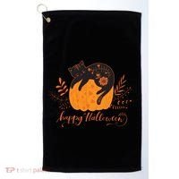 Cute Boho Halloween Black Cat Fall Pumpkin Golf Towel thumb 0