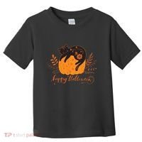 Cute Boho Halloween Black Cat Fall Pumpkin Toddler T-Shirt thumb 0