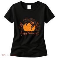 Cute Boho Halloween Black Cat Fall Pumpkin Women's T-Shirt thumb 0