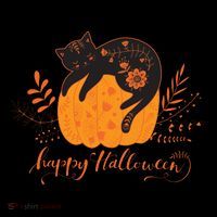 Cute Boho Halloween Black Cat Fall Pumpkin Women's T-Shirt thumb 6