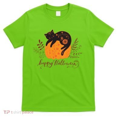 Cute Boho Halloween Black Cat Fall Pumpkin T-Shirt