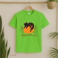 Cute Boho Halloween Black Cat Fall Pumpkin T-Shirt thumb 2