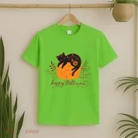 Cute Boho Halloween Black Cat Fall Pumpkin T-Shirt thumb 2