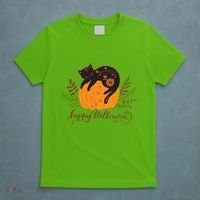 Cute Boho Halloween Black Cat Fall Pumpkin T-Shirt thumb 5