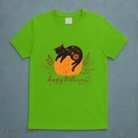 Cute Boho Halloween Black Cat Fall Pumpkin T-Shirt thumb 5