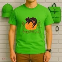 Cute Boho Halloween Black Cat Fall Pumpkin T-Shirt thumb 6