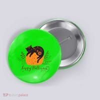 Cute Boho Halloween Black Cat Fall Pumpkin Button thumb 0