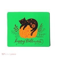 Cute Boho Halloween Black Cat Fall Pumpkin Mousepad thumb 0