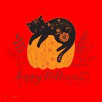 Cute Boho Halloween Black Cat Fall Pumpkin Santa Hat thumb 1