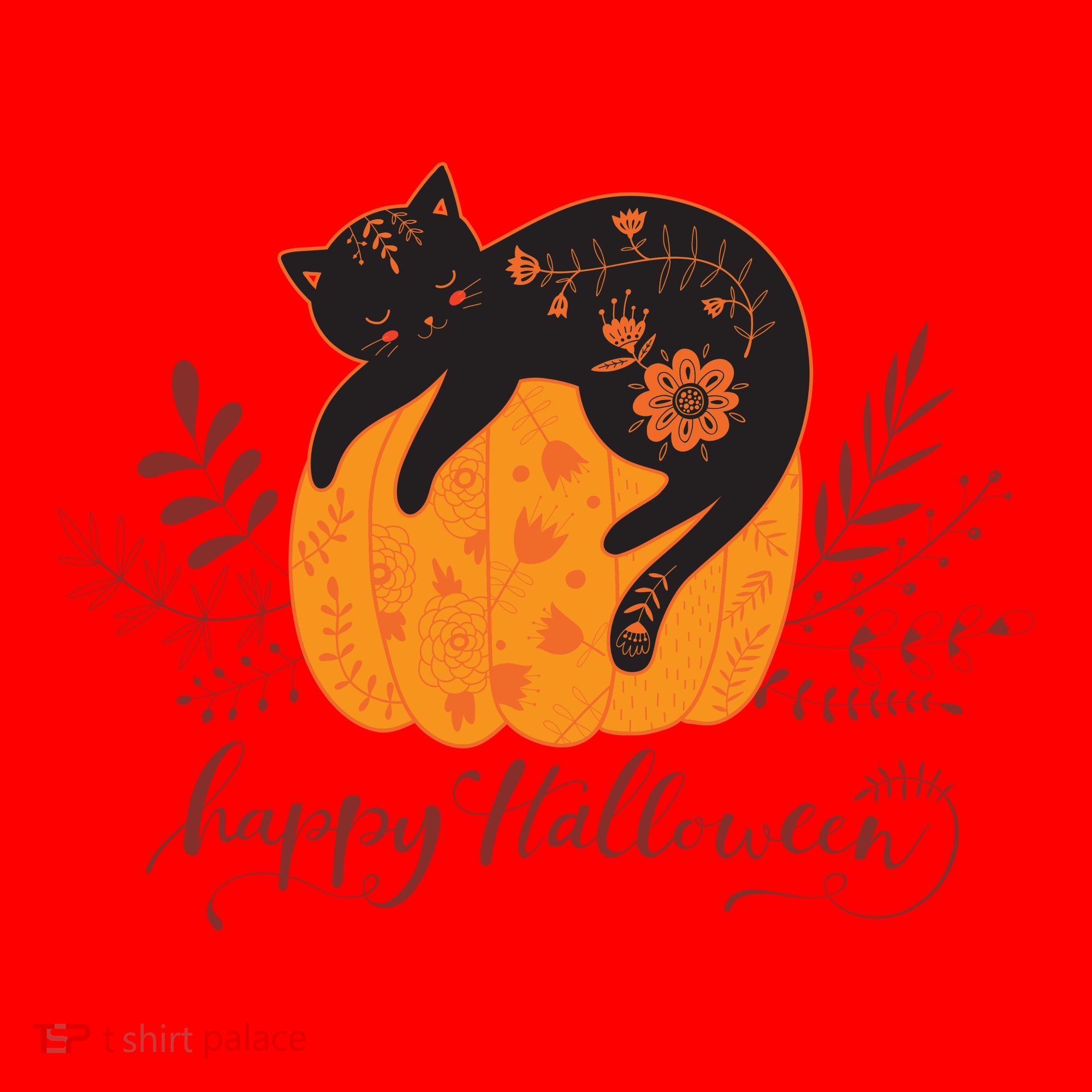 Cute Boho Halloween Black Cat Fall Pumpkin Santa Hat