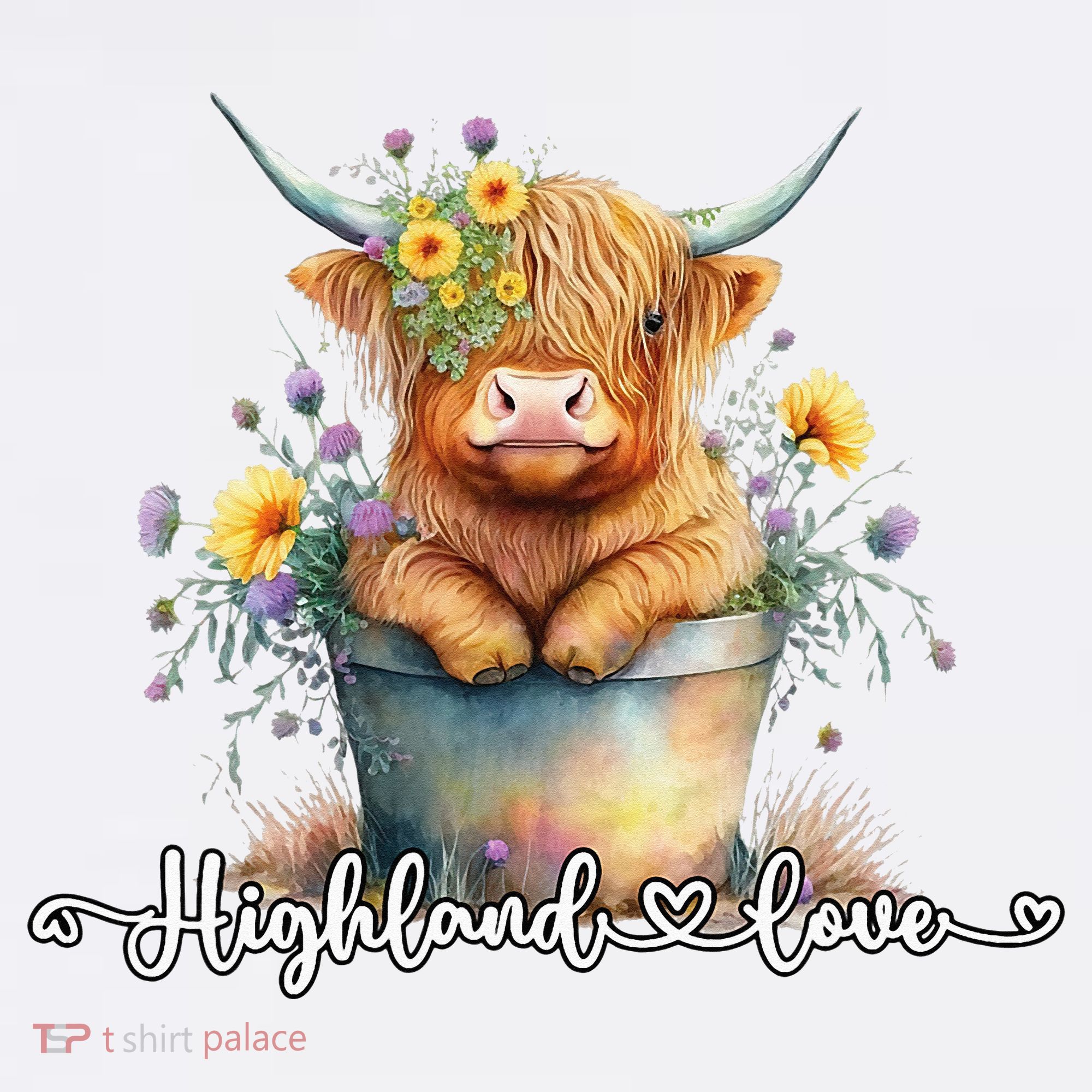 Cute Baby Highland Cow Calf Highland Love Spring Pastel T-Shirt