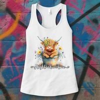 Cute Baby Highland Cow Calf Highland Love Spring Pastel Women's Tank Top thumb 3