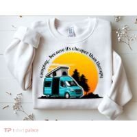 Camping Because It's Cheaper Than Therapy Sweatshirt thumb 2
