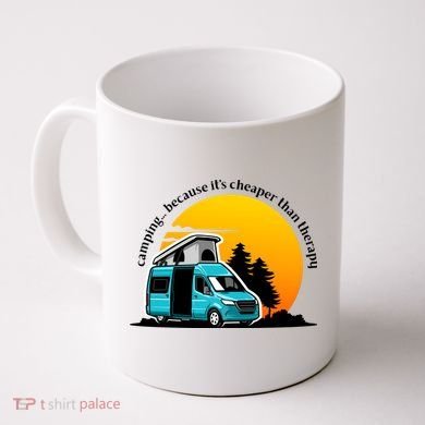 Camping Because It's Cheaper Than Therapy Coffee Mug