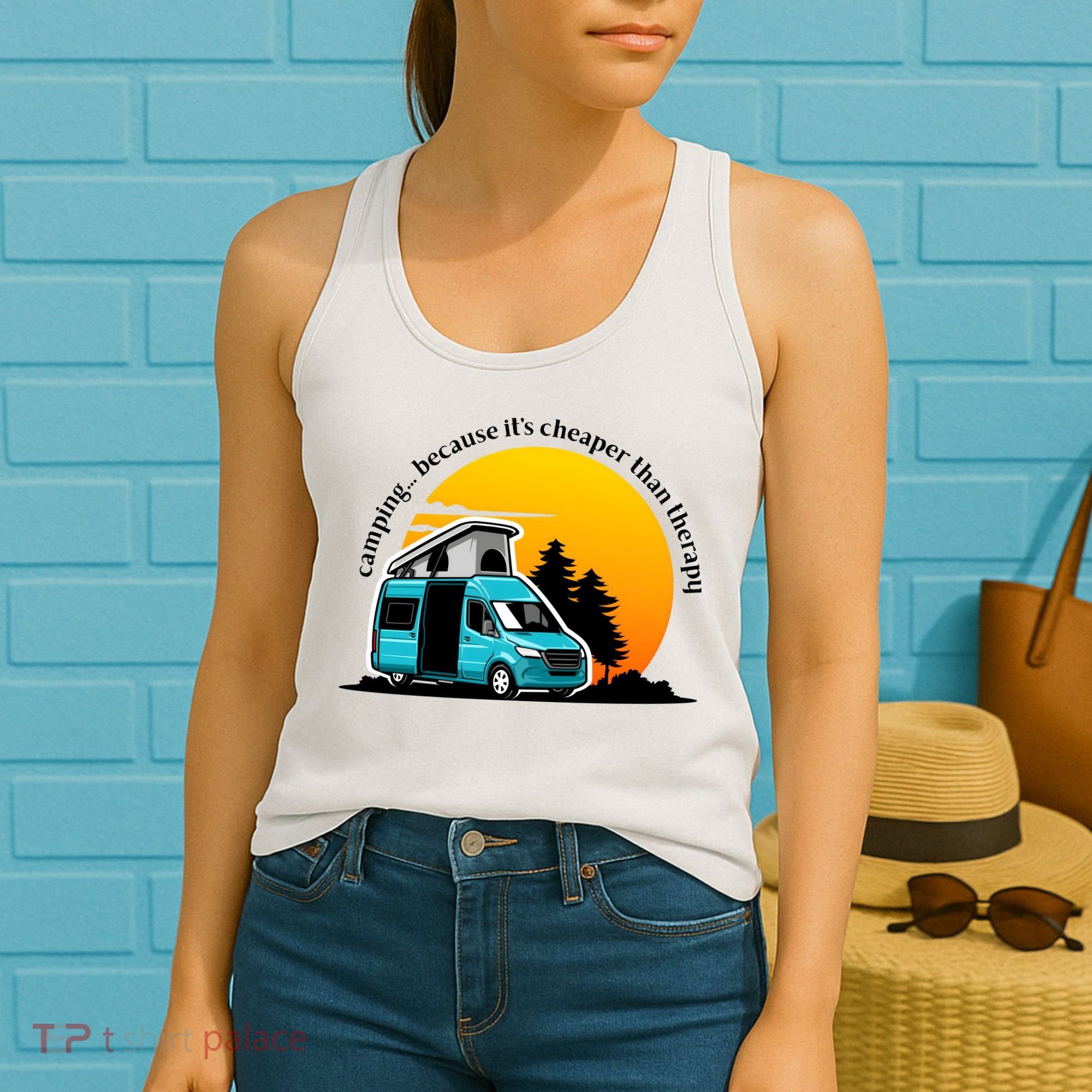 Camping Because It's Cheaper Than Therapy Women's Tank Top