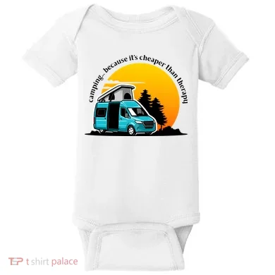 Camping Because It's Cheaper Than Therapy Baby Bodysuit