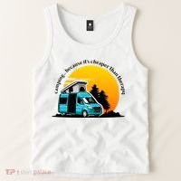 Camping Because It's Cheaper Than Therapy Tank Top thumb 2