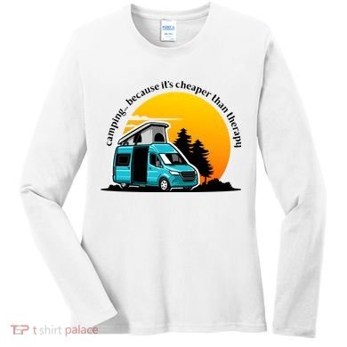Camping Because It's Cheaper Than Therapy Women's Long Sleeve Shirt