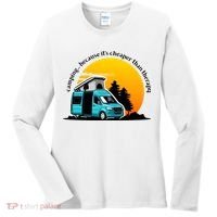 Camping Because It's Cheaper Than Therapy Women's Long Sleeve Shirt thumb 0