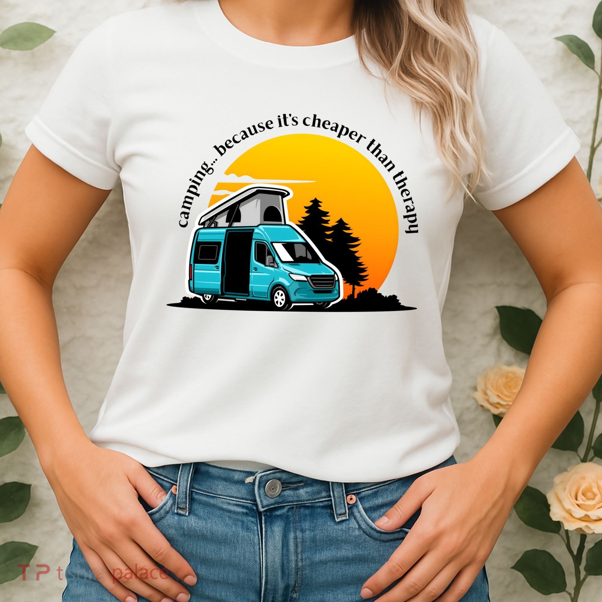 Camping Because It's Cheaper Than Therapy Women's T-Shirt