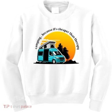 Camping Because It's Cheaper Than Therapy Kids Sweatshirt