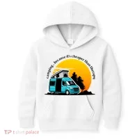 Camping Because It's Cheaper Than Therapy Kids Hoodie thumb 0