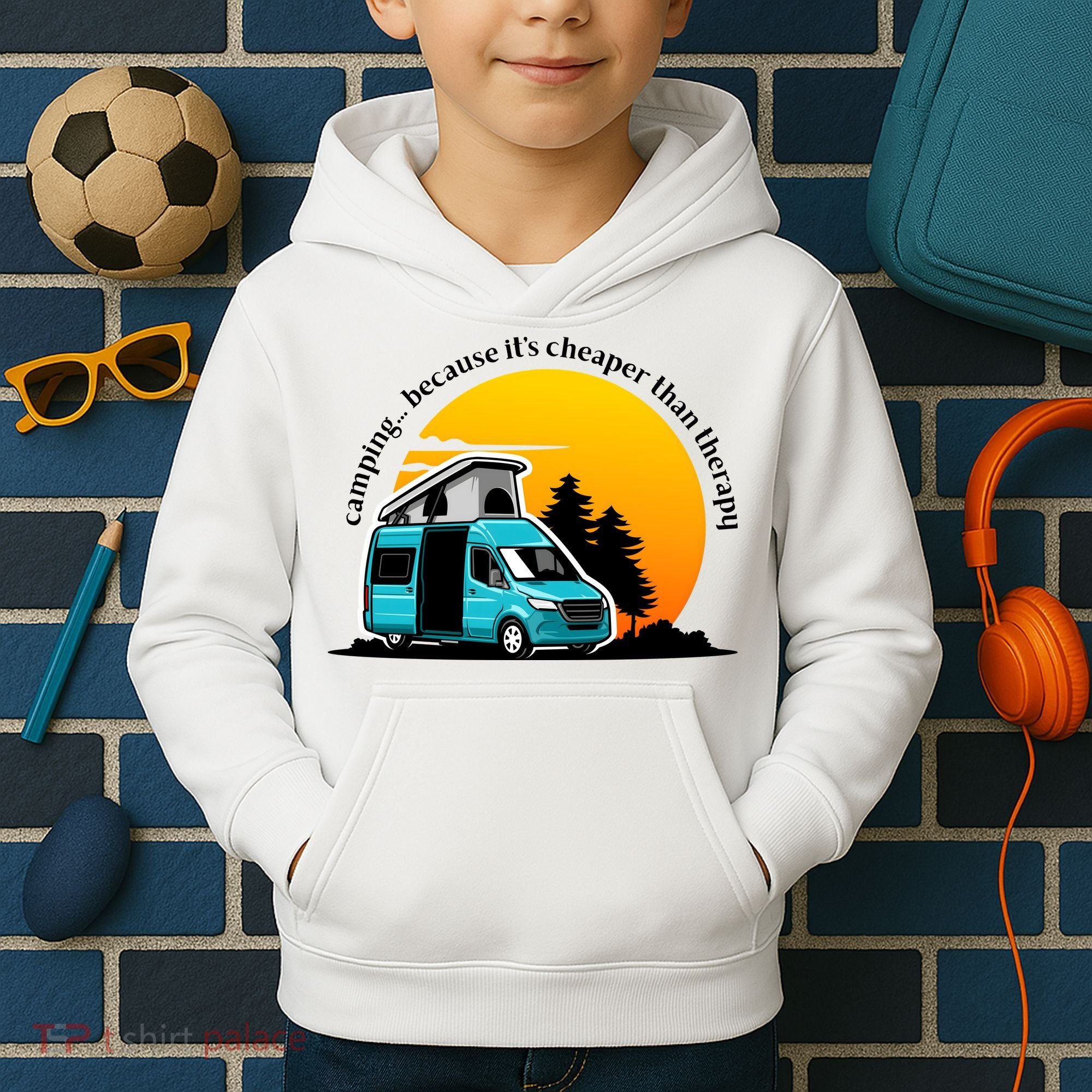 Camping Because It's Cheaper Than Therapy Kids Hoodie
