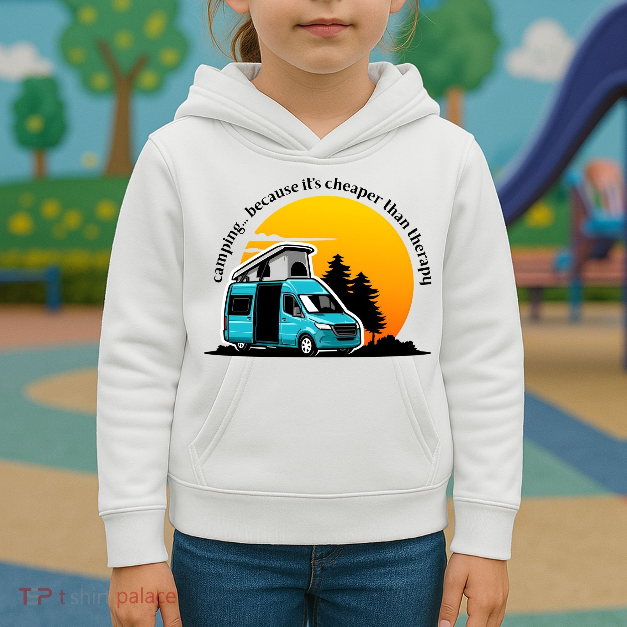 Camping Because It's Cheaper Than Therapy Kids Hoodie